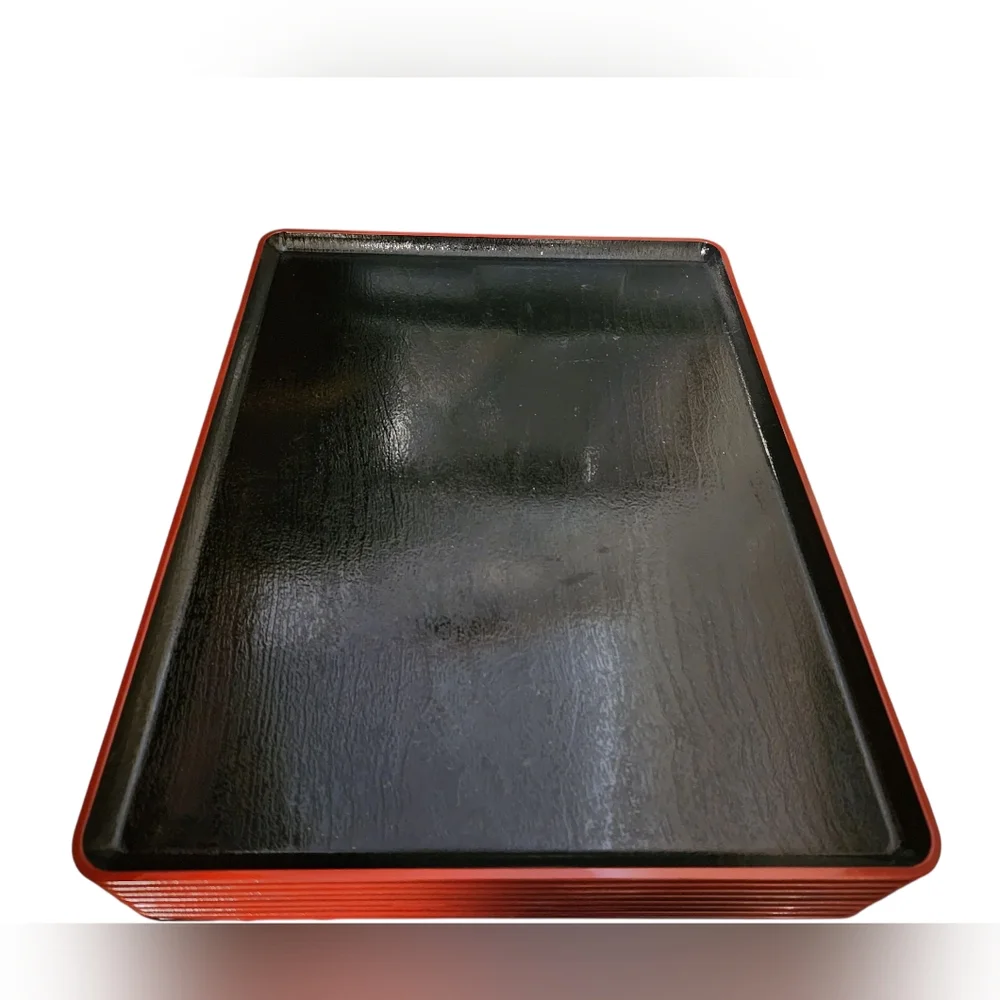 JapanBargain Plastic Serving Tray Red / Black Different Size